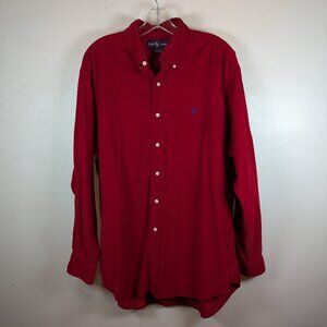 VTG Polo Ralph Lauren Shirt Mens Large Red Blake Button Up Corduroy Blue Pony